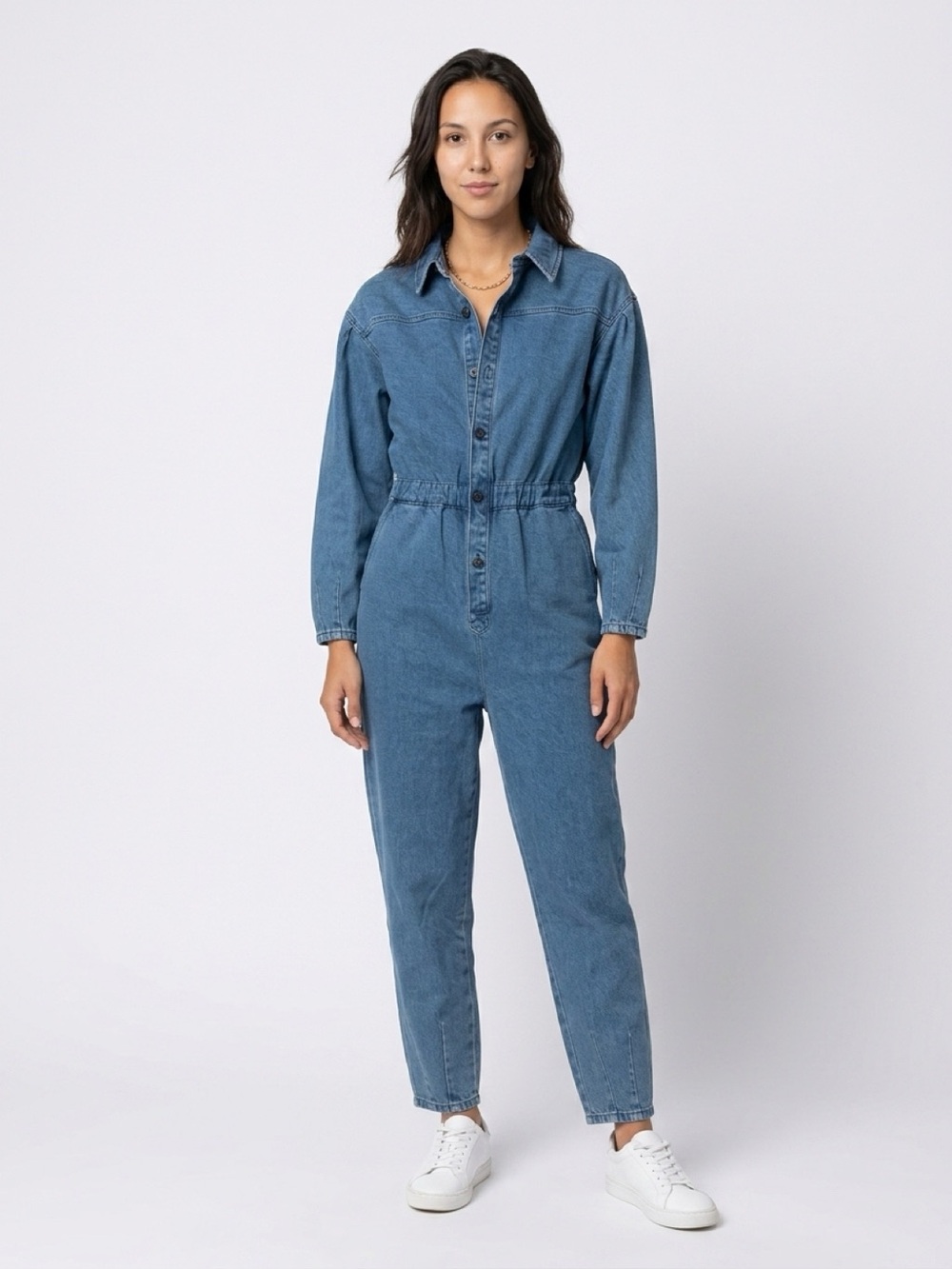 Something Navy Classic Blue Denim Jumpsuit